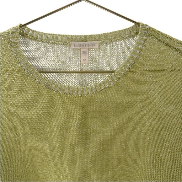 Eileen Fisher Size S Delave Organic Linen‎ Loose Knit Sweater Spring Green Light - Picture 4 of 12
